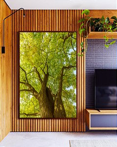 Quadro Vertical Árvores Folhas Verdes Céu Claro Paisagem Natureza Canvas Moldura