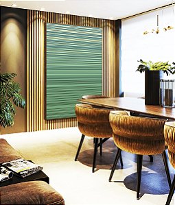 Quadro Vertical Abstrato Degradê Listras Verde Turquesa Canvas Moldura