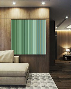 Quadro Quadrado Abstrato Degradê Listras Verde Turquesa Canvas Moldura