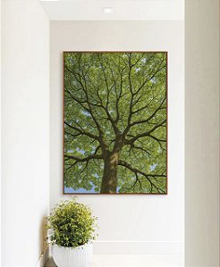 Quadro Vertical Natureza Árvore de Folhas Verdes Paisagem Canvas Moldura