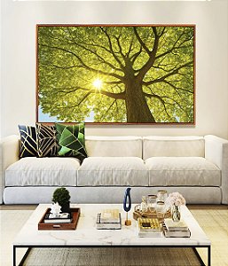 Quadro Horizontal Paisagem Copa de Árvore Sol Folhas Verdes Natureza Canvas Moldura