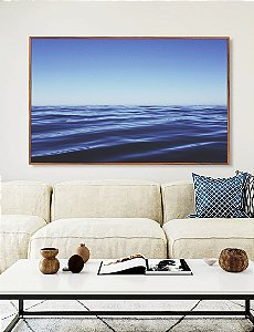 Quadro Horizontal Mar Azul Ondulado Ceu Claro Limpo Canvas Moldura