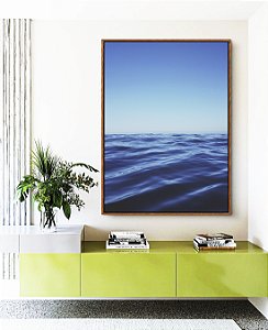 Quadro Vertical Mar Azul Ondulado Ceu Claro Limpo Canvas Moldura