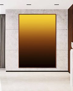 Quadro Vertical Abstrato Degradê Amarelo Mostarda Marrom Canvas Moldura