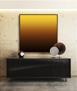 Quadro Quadrado Abstrato Degradê Amarelo Mostarda Marrom Canvas Moldura