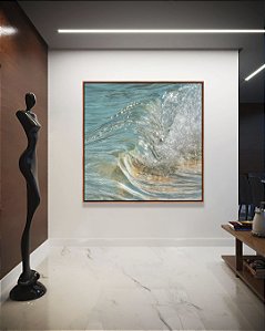 Quadro Quadrado Onda em Mar Azul Turquesa Natureza Canvas Moldura