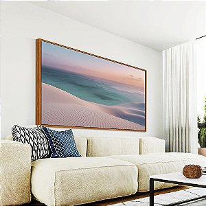 Quadro Horizontal Mar Azul Turquesa Praia Dunas Areia Branca Natureza Canvas Moldura
