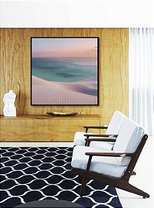 Quadro Quadrado Mar Azul Turquesa Praia Dunas Areia Branca Natureza Canvas Moldura