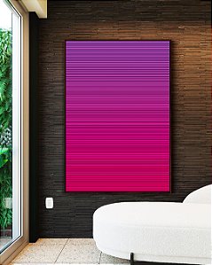Quadro Vertical Abstrato Degradê Listras Rosa Magenta Canvas Moldura