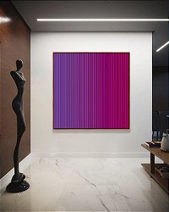 Quadro Quadrado Abstrato Degradê Listras Rosa Magenta Canvas Moldura