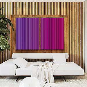 Duo de Quadros Abstrato Degradê Listras Rosa Magenta Canvas Moldura