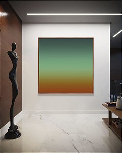 Quadro Quadrado Abstrato Degradê Terracota Verde Turquesa Canvas Moldura