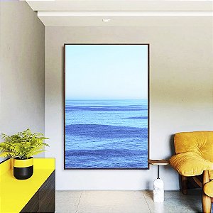 Quadro Vertical Mar Azul Céu Claro Ondulações Movimento Natureza Canvas Moldura