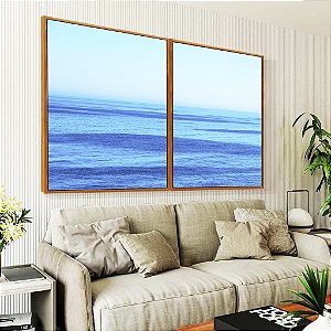 Duo de Quadros Mar Azul Céu Claro Ondulações Movimento Natureza Canvas Moldura