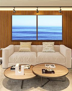 Duo de Quadros Quadrados Mar Azul Céu Claro Ondulações Movimento Natureza Canvas Moldura