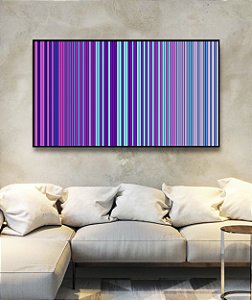Quadro Horizontal Abstrato Degradê Lilás Roxo Rosa Azul Canvas Moldura