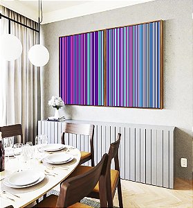 Duo de Quadros Abstrato Degradê Listras Lilás Roxo Rosa Azul Canvas Moldura