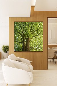 Quadro Quadrado Árvores Folhas Verdes Natureza Paisagem Canvas Moldura