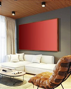 Quadro Horizontal Abstrato Degradê Coral Rosa Argila Canvas Moldura