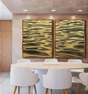Duo de Quadros Alto Mar Textura Natural Reflexos do Sol Natureza Canvas Moldura