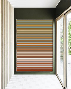 Quadro Vertical Abstrato Listras Laranja Cinza Prateado Degradê Canvas Moldura