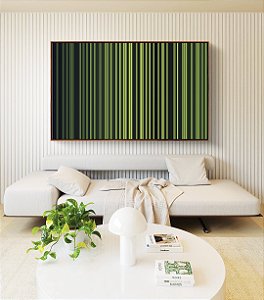 Quadro Horizontal Abstrato Degradê Listras Geométrico Verde Canvas Moldura
