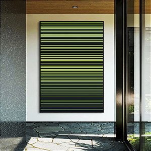 Quadro Vertical Abstrato Degradê Listras Geométrico Verde Canvas Moldura