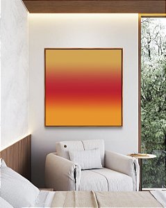 Quadro Quadrado Abstrato Degradê Amarelo Âmbar Coral Canvas Moldura