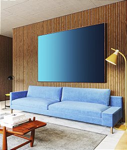Quadro Horizontal Abstrato Degradê Azul Celeste Marinho Canvas Moldura