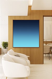 Quadro Quadrado Abstrato Degradê Azul Celeste Marinho Canvas Moldura