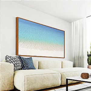 Quadro Horizontal Praia Branca e Mar Azul Cristalino Canvas Moldura