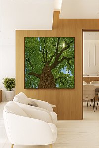 Quadro Quadrado Árvore Folhas Verde Floresta Paisagem Canvas Moldura