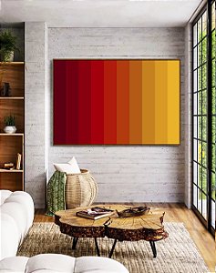Quadro Horizontal Abstrato Degradê Vermelho Laranja Amarelo Canvas Moldura