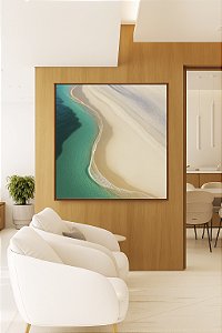 Quadro Quadrado Mar Turquesa Dunas Areias Brancas Praia Canvas Moldura