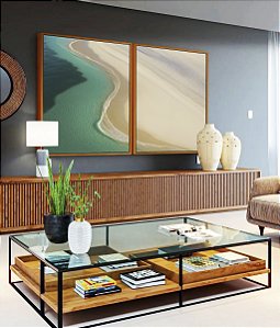Duo de Quadros Mar Turquesa Dunas Areias Brancas Praia Canvas Moldura