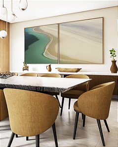 Duo de Quadros Quadrados Mar Turquesa Dunas Areias Brancas Praia Canvas Moldura