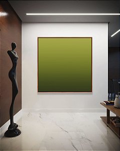Quadro Quadrado Abstrato Degradê Verde Oliva Canvas Moldura
