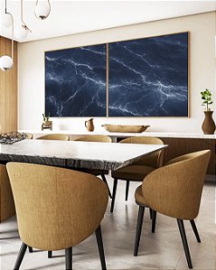 Duo de Quadros Quadrados Mar Alto Azul Profundo Natureza Canvas Moldura