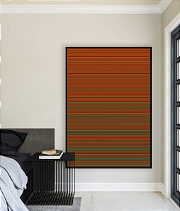 Quadro Vertical Abstrato Degradê Laranja Coral Verde Canvas Moldura