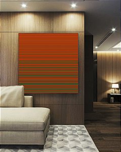 Quadro Quadrado Abstrato Degradê Laranja Coral Verde Canvas Moldura