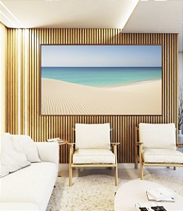 Quadro Horizontal Mar Azul Ceu Claro Praia Clara Canvas Moldura