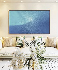 Quadro Horizontal Mar Alto Azul Textura Natural Canvas Moldura
