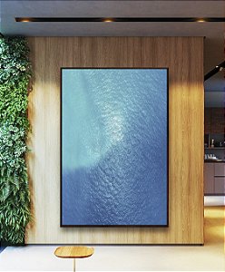 Quadro Vertical Mar Alto Azul Textura Natural Canvas Moldura