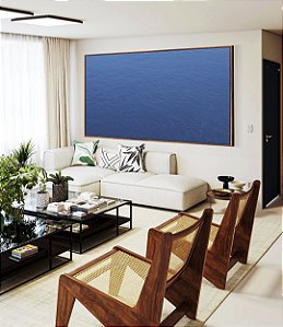 Quadro Horizontal Oceano Mar Alto Azul Textura Natural Canvas Moldura