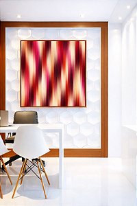 Quadro Quadrado Abstrato Listras Degradê Rosa Bordô Vermelho Canvas Moldura