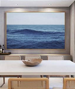 Quadro Horizontal Mar Alto Ondulado Céu Azul Natureza Canvas Moldura