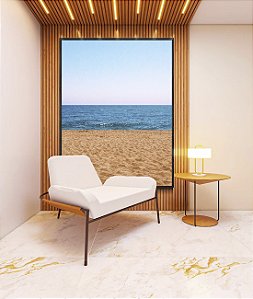 Quadro Vertical Praia Areia Mar Azul Céu Claro Canvas Moldura