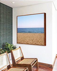 Quadro Quadrado Praia Areia Mar Azul Céu Claro Canvas Moldura