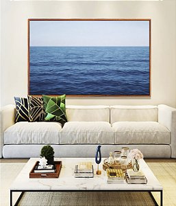 Quadro Horizontal Mar Alto Calmo Céu Azul Claro Natureza Canvas Moldura