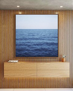 Quadro Quadrado Mar Alto Calmo Céu Azul Claro Natureza Canvas Moldura